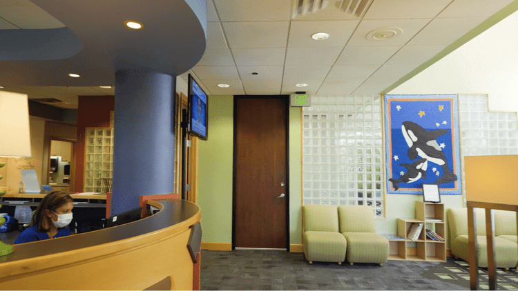 Reception area for an orthodontist in Austin, Texas